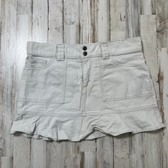 2000s Y2k Old Navy Khaki Cream Mini Skirt Ruffle Hem Womens Size 6 - Picture 1 of 5